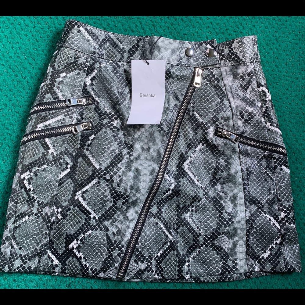 Bershka snakeskin print mini skirt